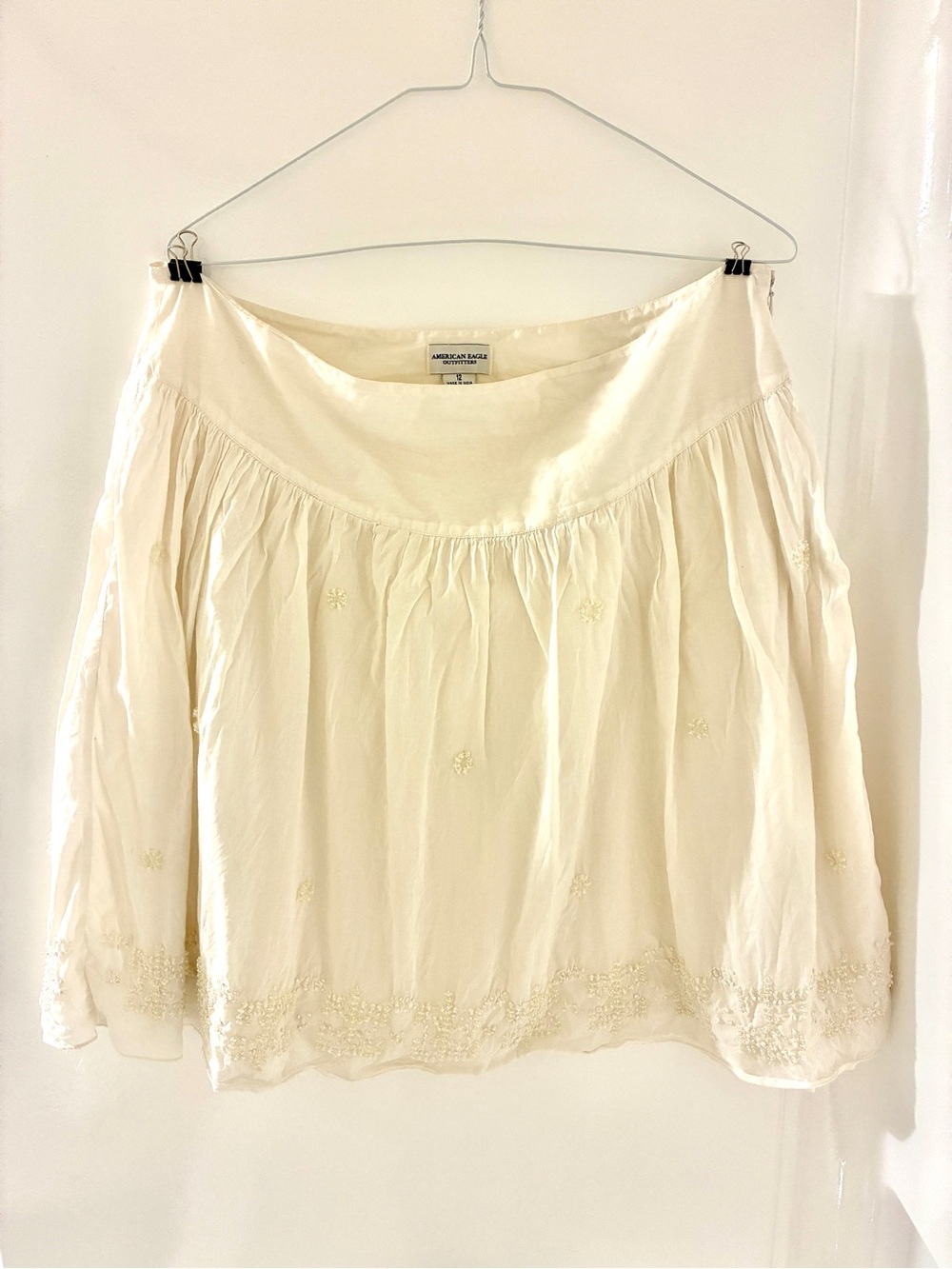 VTG American Eagle Outfitters Cream Mini Skirt Beads Fairy Angelcore Size 12